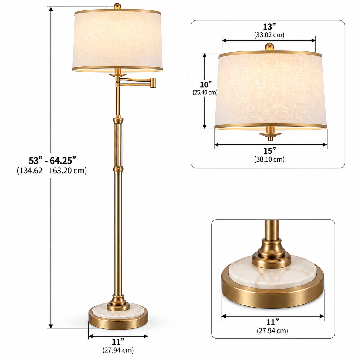 Modern Ceramic Floor Lamp with Remote, Black