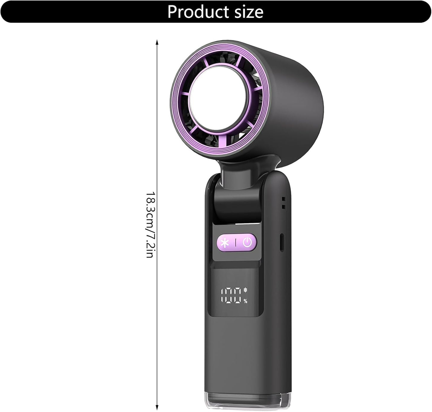 Turbo Handheld Fan – Portable Rechargeable Mini Fan with 100 Wind Speeds & Digital Display