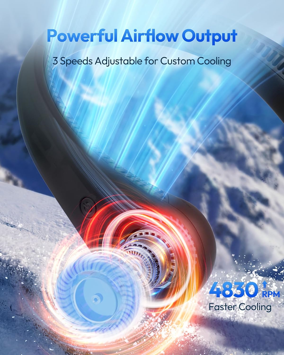 Bladeless Neck Fan Rechargeable Wearable Cooling Fan with 360° Airflow & 3 Speed Settings