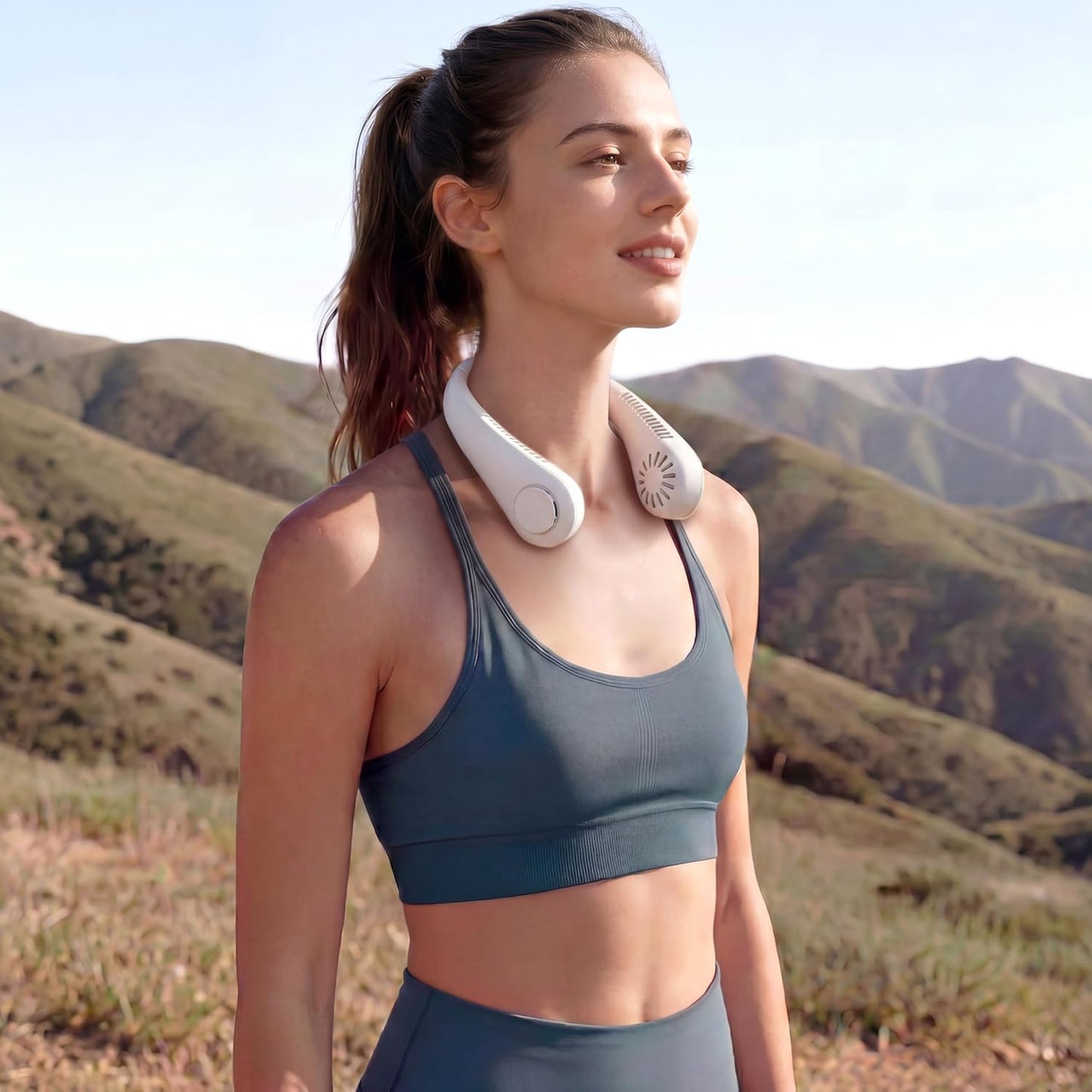 Portable Bladeless Neck Fan – Rechargeable Hands-Free Wearable Cooling Fan with 3 Speed Settings