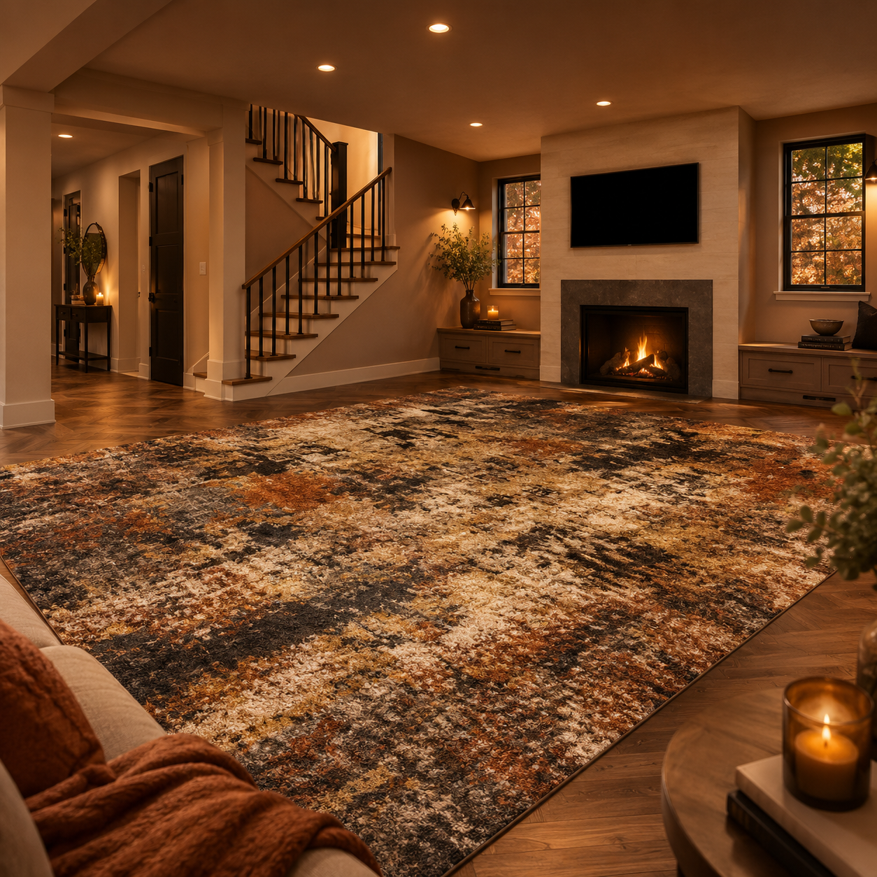Abstract Soft Thick Pile Rug