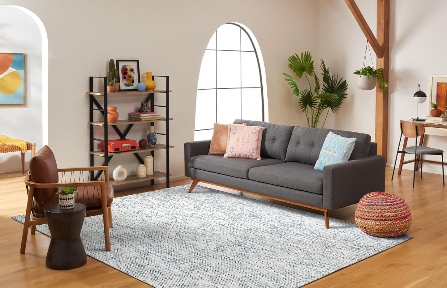 Blue Charcoal Abstract Wool Rug