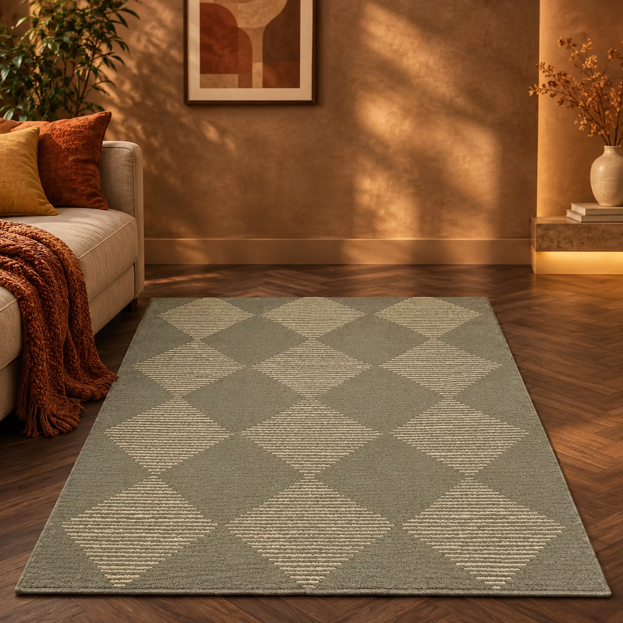 Green Washable Area Rug