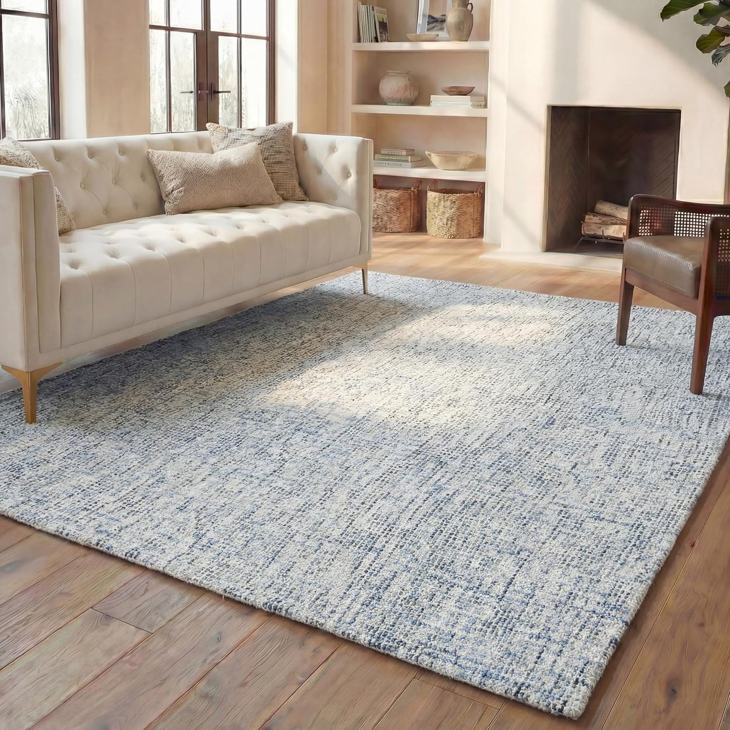 Blue Charcoal Abstract Wool Rug