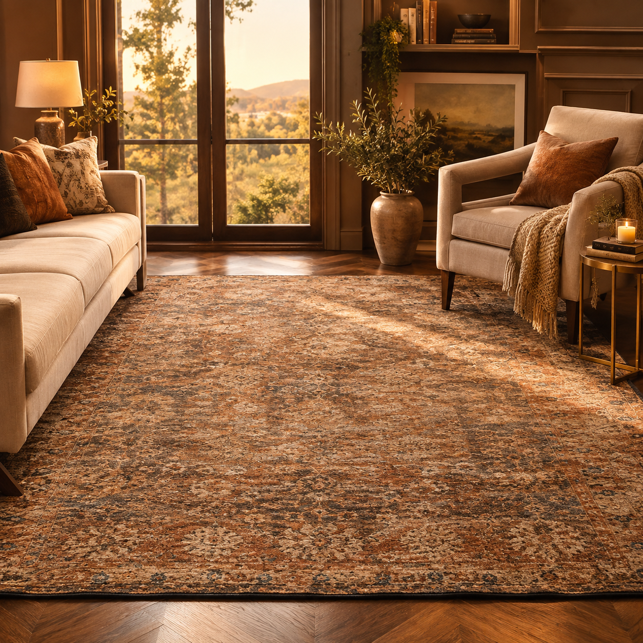 Light Grey Beige Vintage Rug