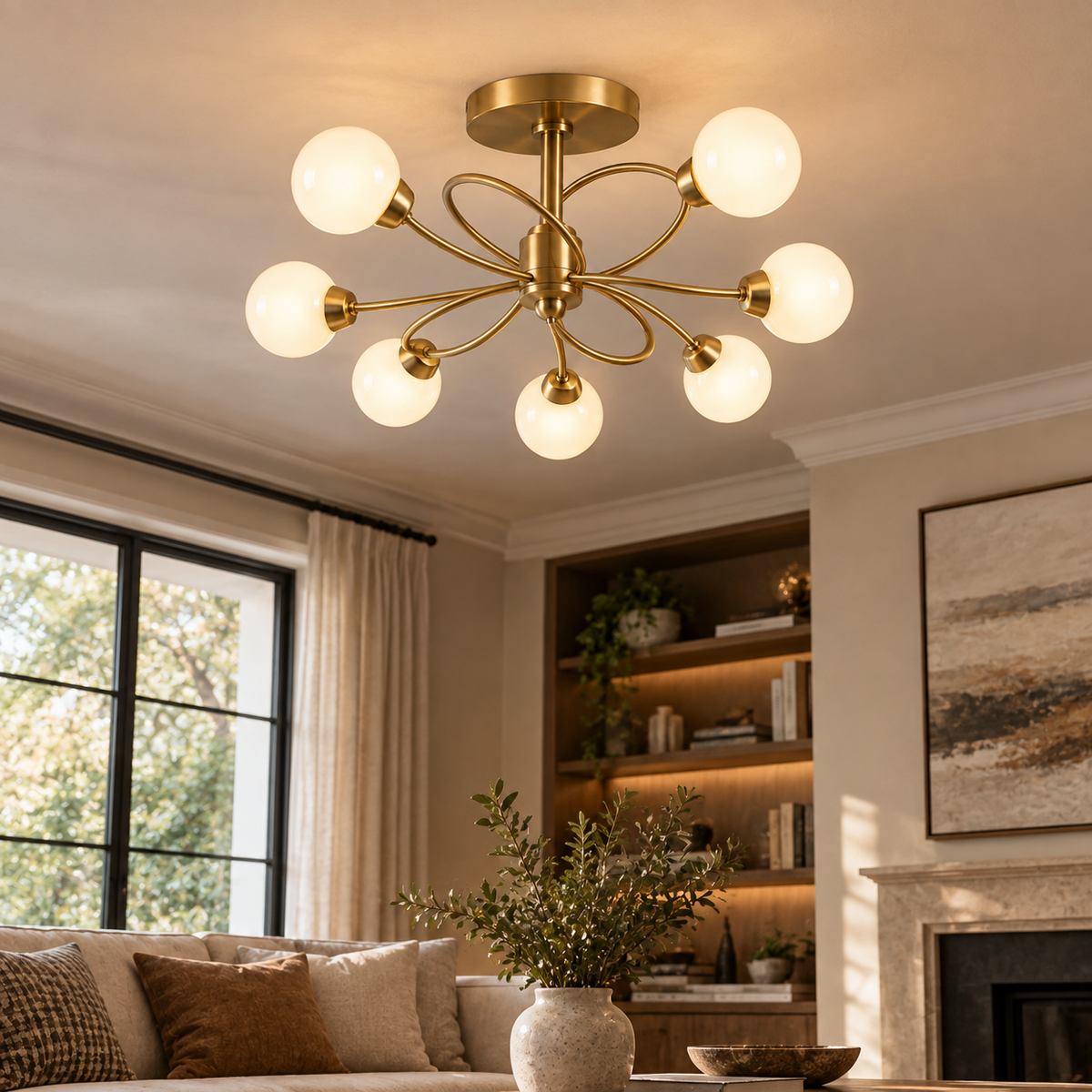 Blue 10-Light Sputnik Ceiling Light