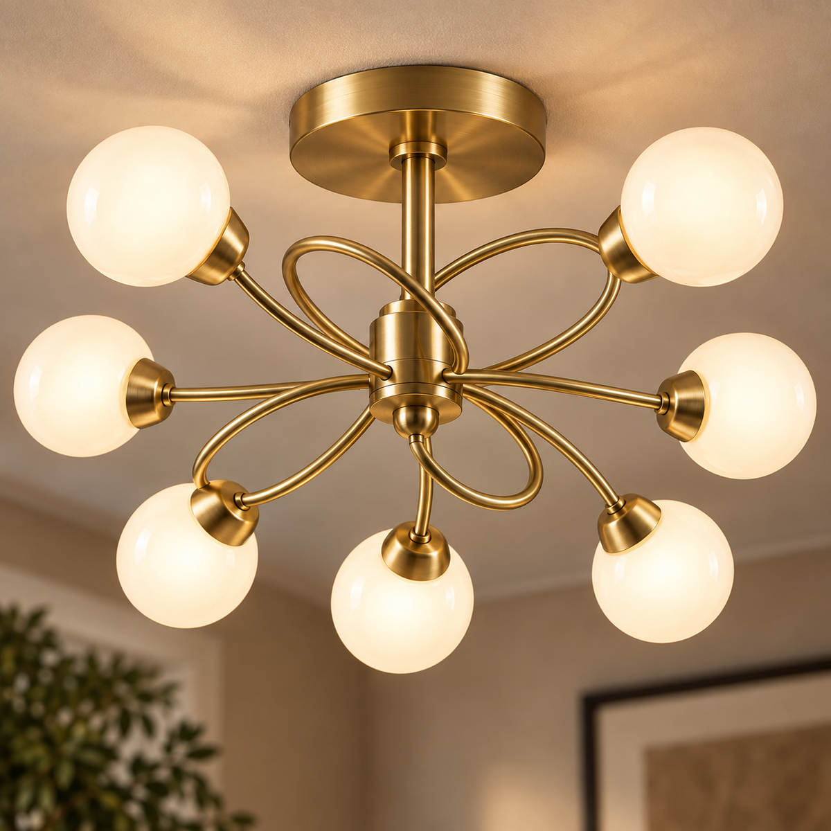 Blue 10-Light Sputnik Ceiling Light
