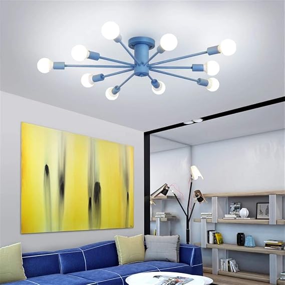Blue 10-Light Sputnik Ceiling Light