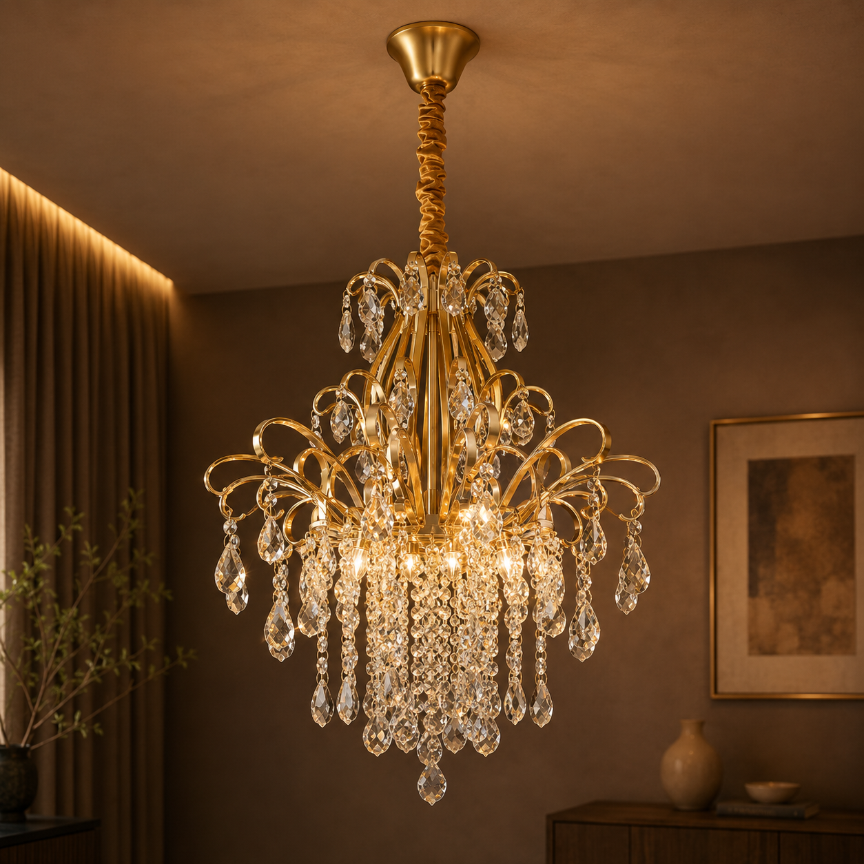 Crystal Flush Mount Chandelier
