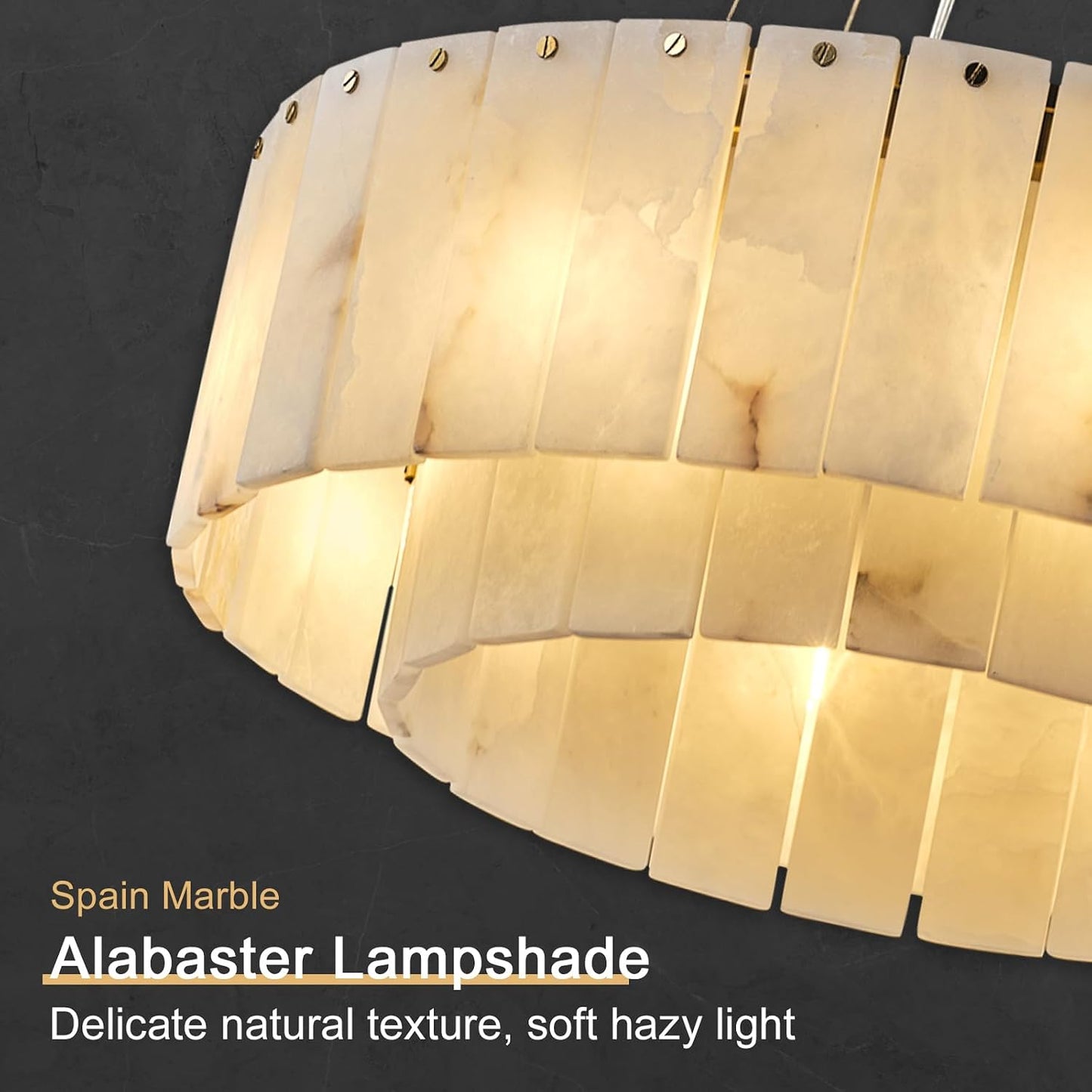 Gold Alabaster 2-Tier Round Chandelier