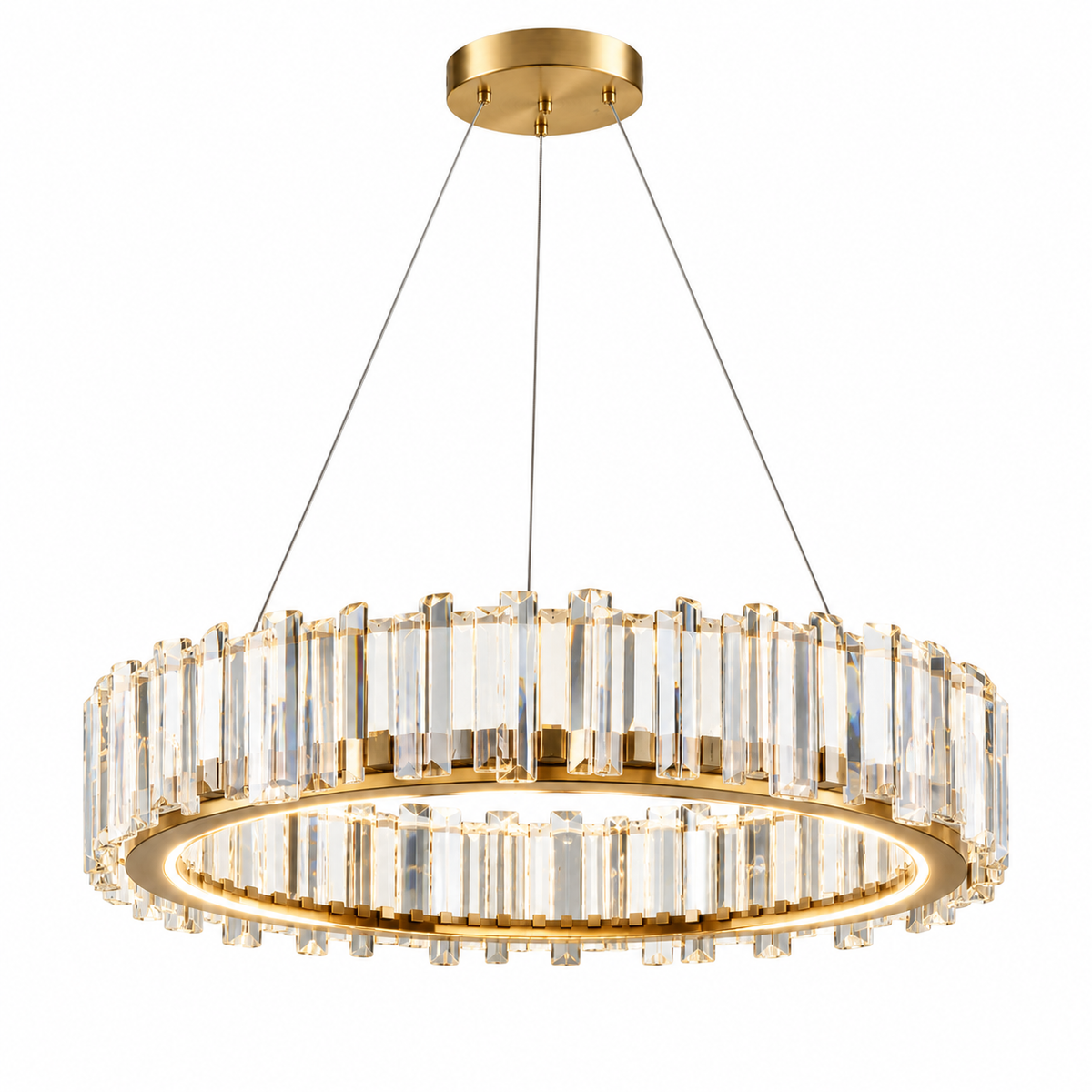 Gold Alabaster 2-Tier Round Chandelier