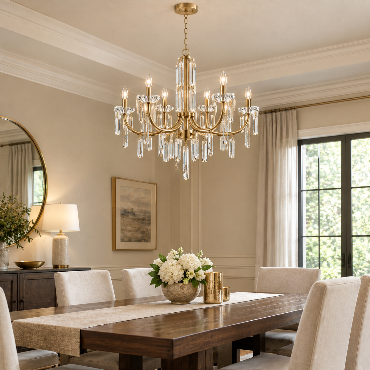 Modern 10-Light K9 Crystal Chandelier