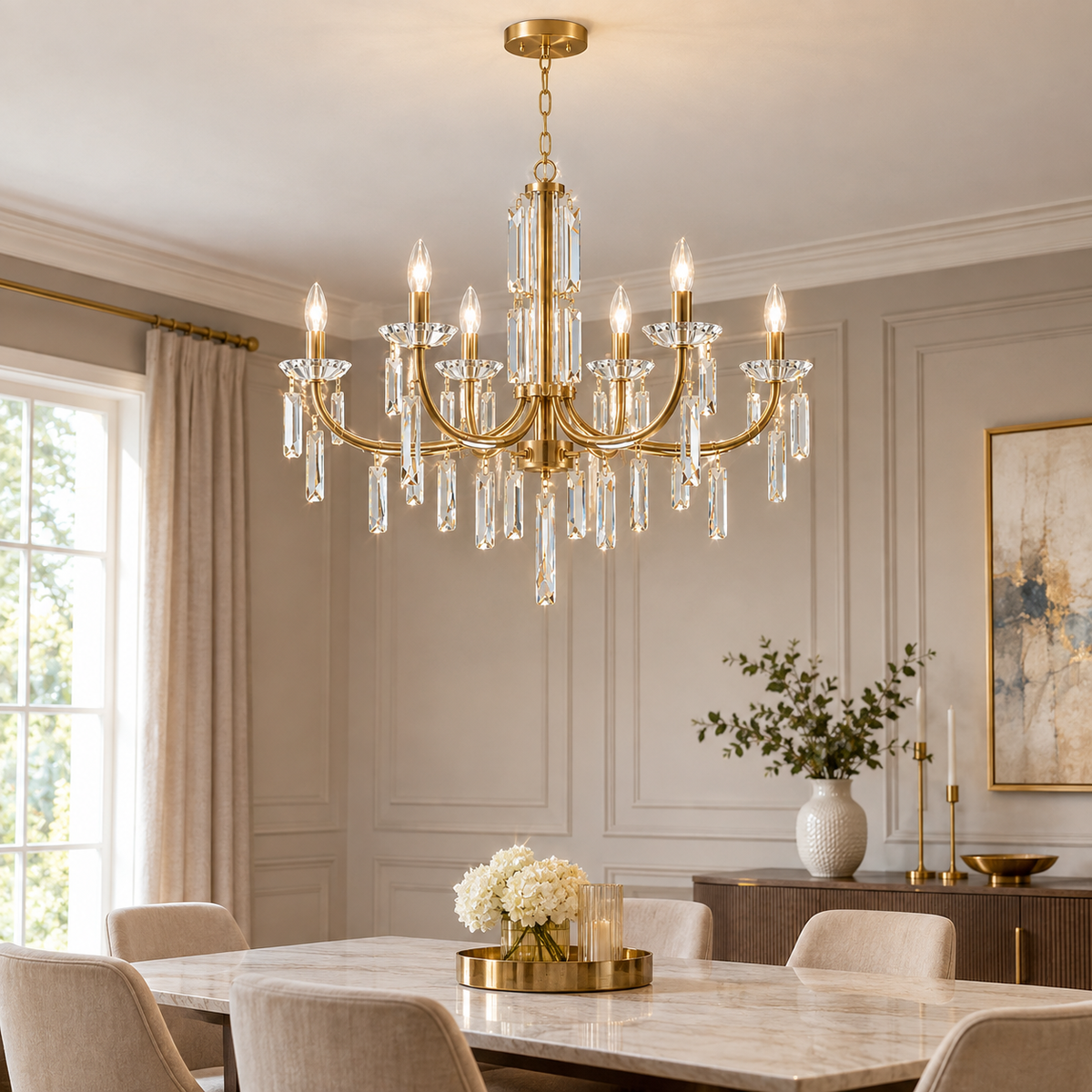 Modern 10-Light K9 Crystal Chandelier