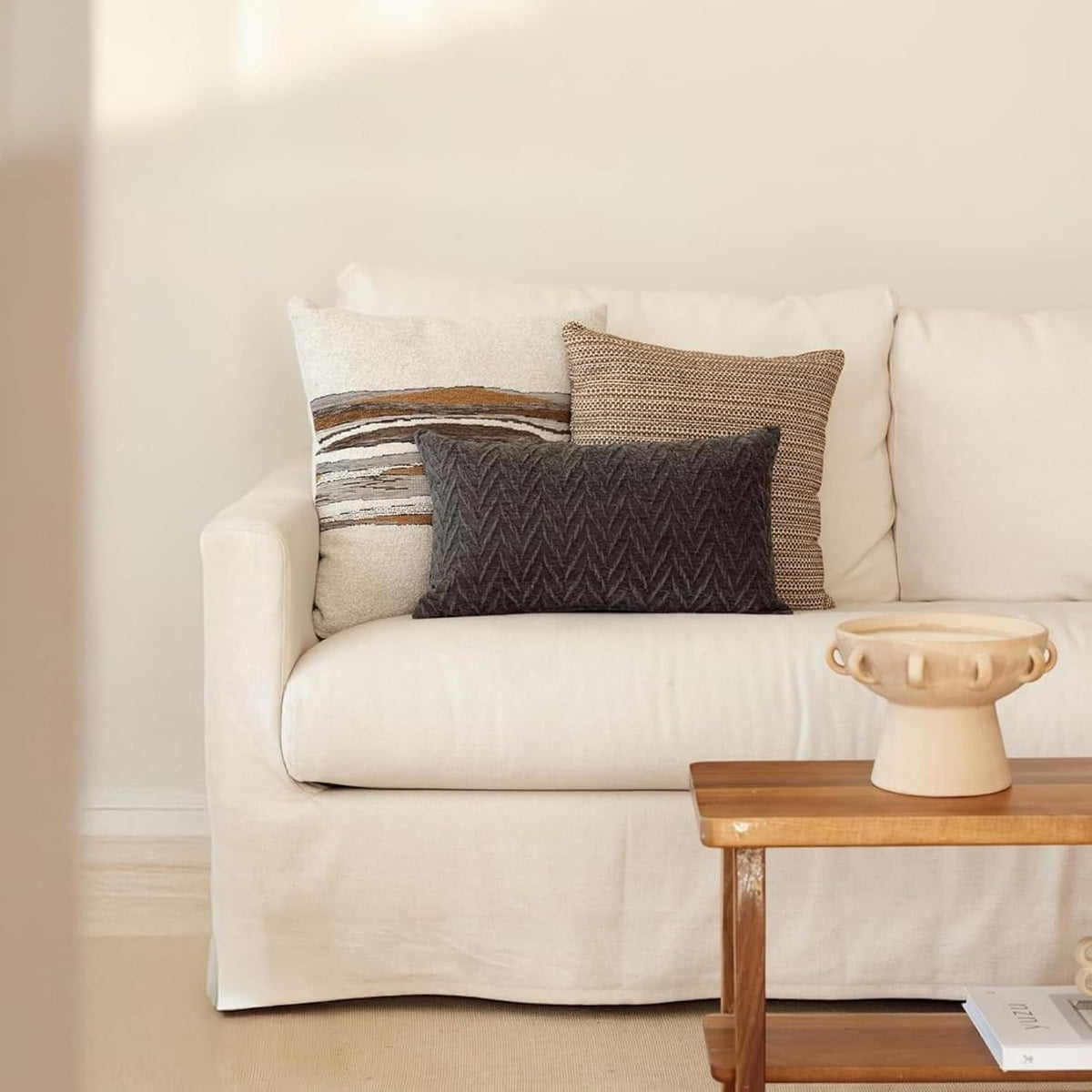 Mustard Textured Linen Throw Pillow Cover