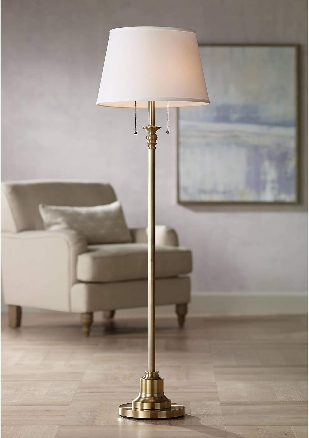 Brushed Antique Brass Traditional Floor Lamp