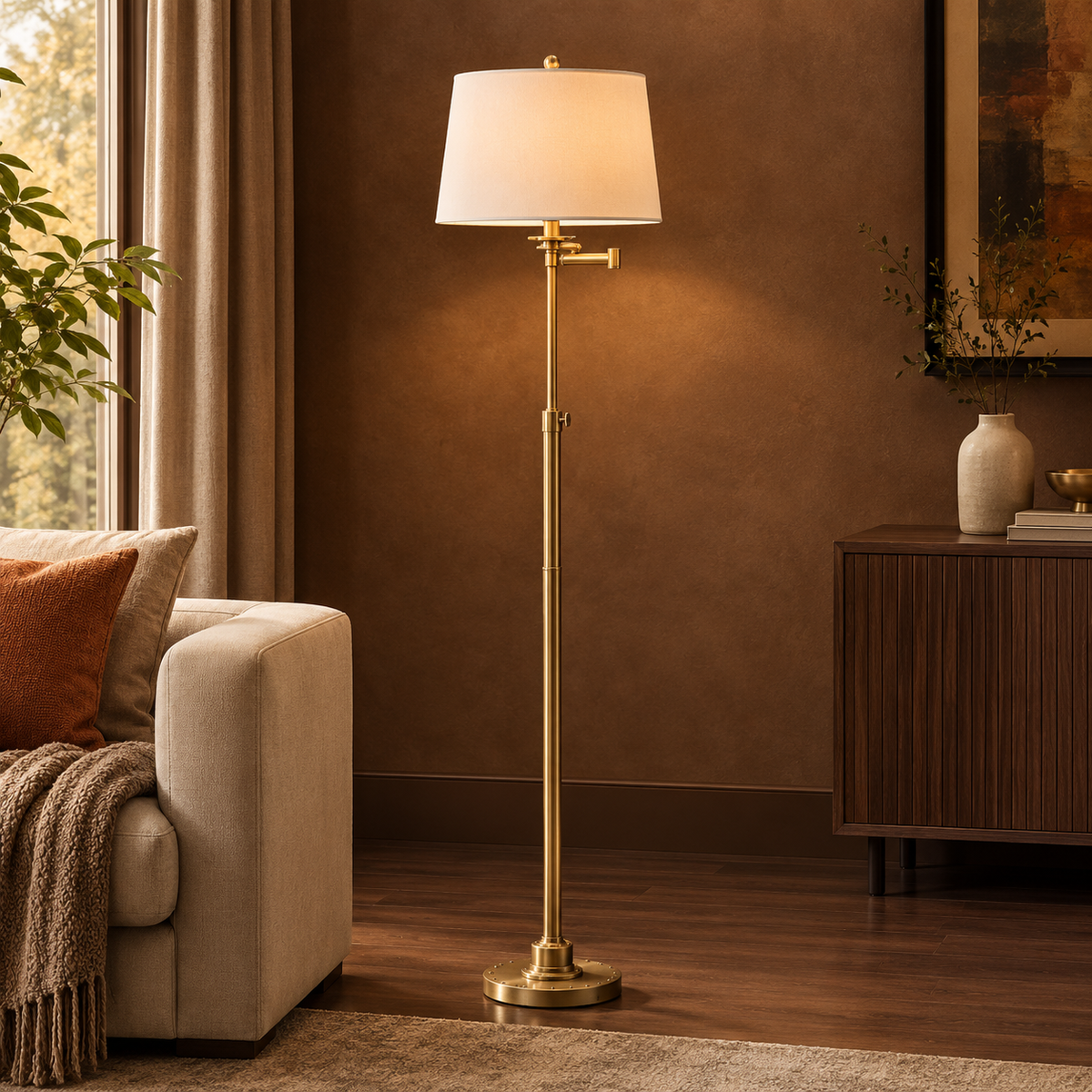 Antique Brass Metal Floor Lamp