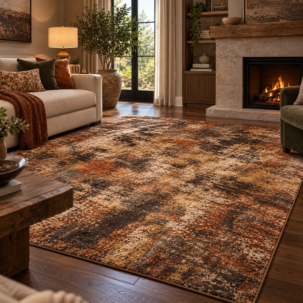 Abstract Soft Thick Pile Rug