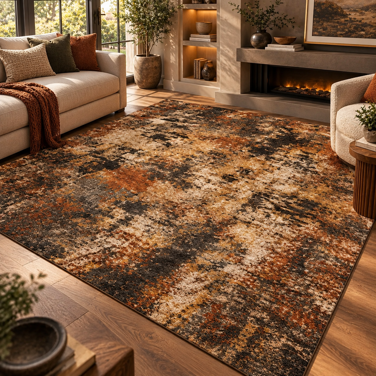 Abstract Soft Thick Pile Rug