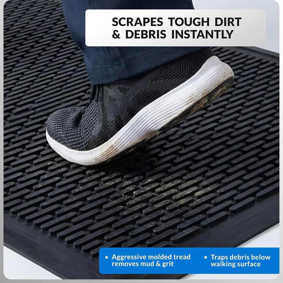 Heavy-Duty Rubber Scraper Door Mat, 4' x 6"