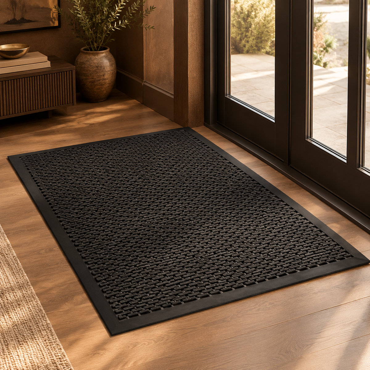 Heavy-Duty Rubber Scraper Door Mat, 4' x 6"