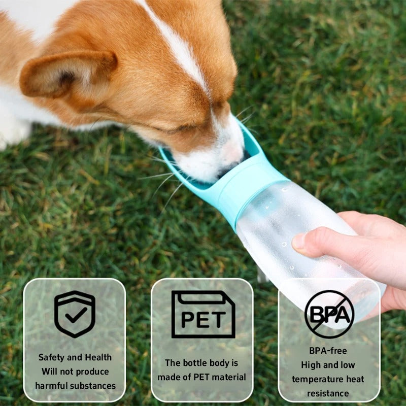 Portable Pet Water Bottle with Built-In Drinking Bowl for Dogs & Cats | Leakproof Travel Water Dispenser