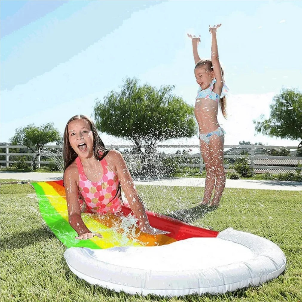 480cm Inflatable Water Slide Mat – Backyard Lawn Splash Sprinkler Slide for Kids