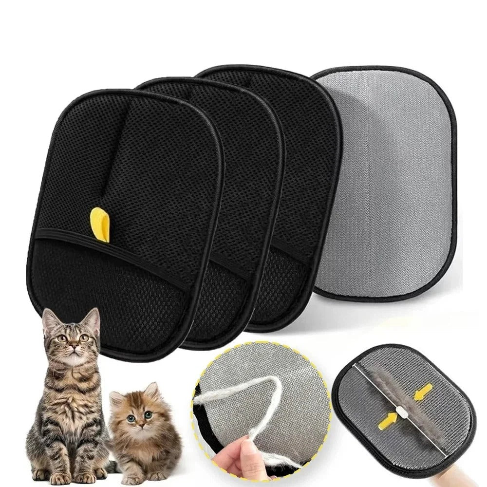 Reusable Pet Hair Remover Glove | Double-Sided Lint & Fur Cleaning Mitt for Cats, Dogs, Furniture & Clothes (4-Pack)