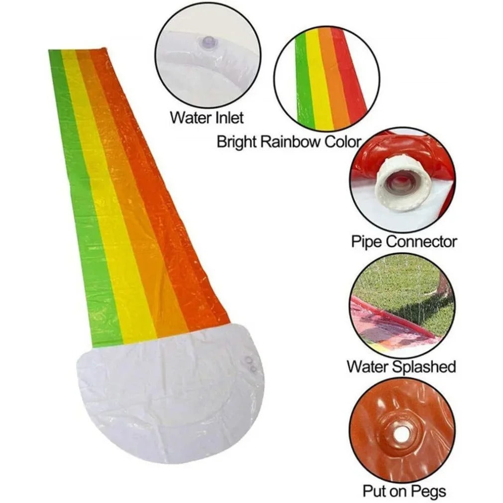 480cm Inflatable Water Slide Mat – Backyard Lawn Splash Sprinkler Slide for Kids
