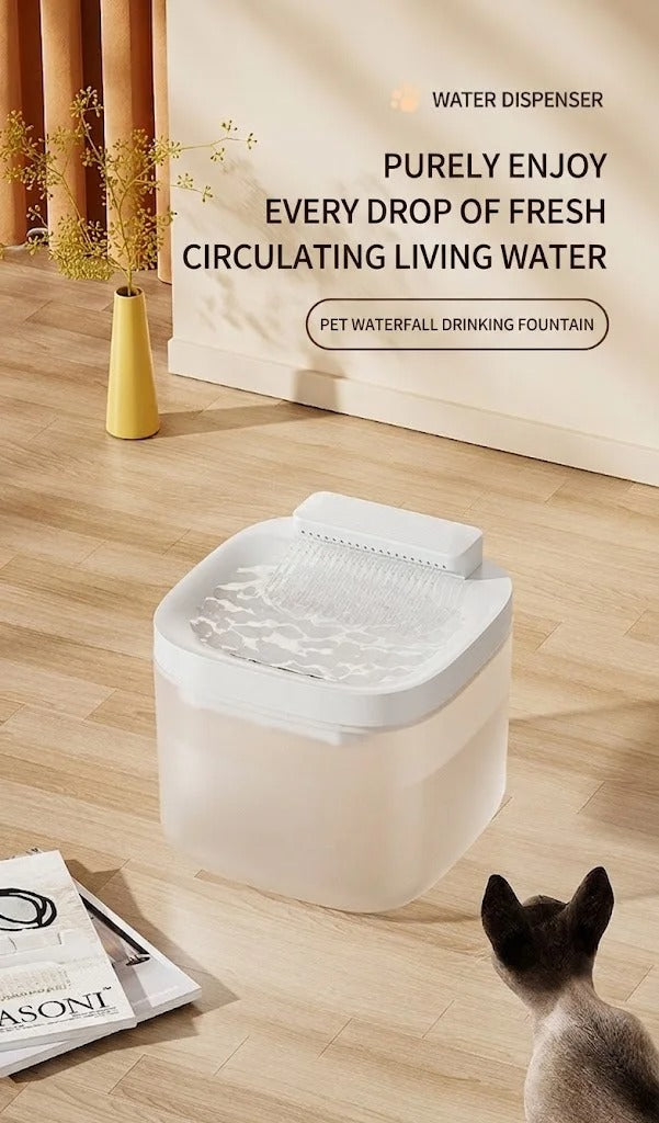 Automatic Cat Water Fountain with Waterfall Filter | Quiet Pet Drinking Fountain for Cats & Small Dogs