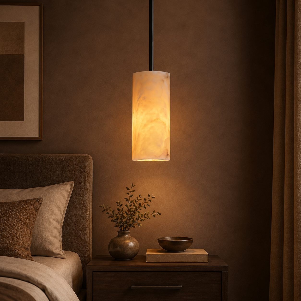 Black Alabaster Marble Pendant Light