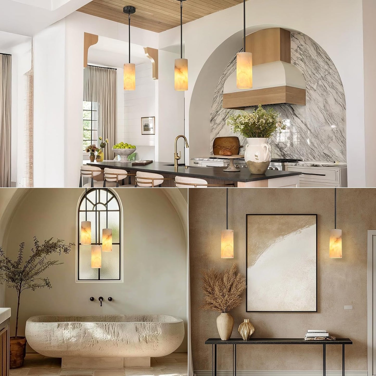 Black Alabaster Marble Pendant Light