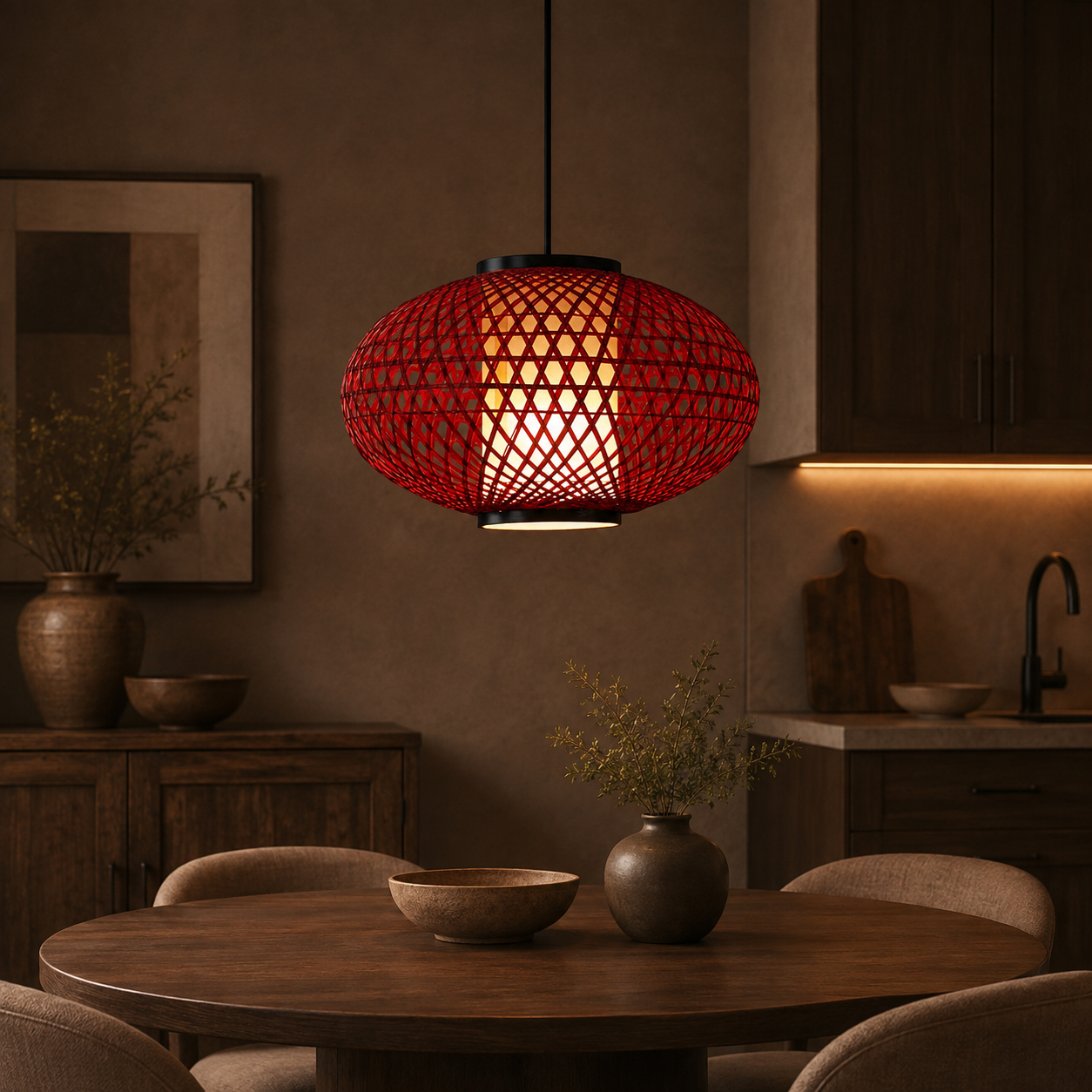 Vintage Rattan Birdcage Pendant Light