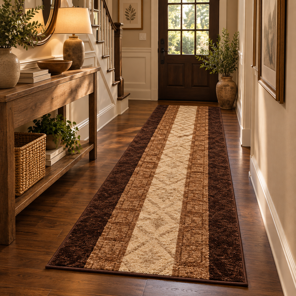 Brown Slip-Resistant Runner Rug