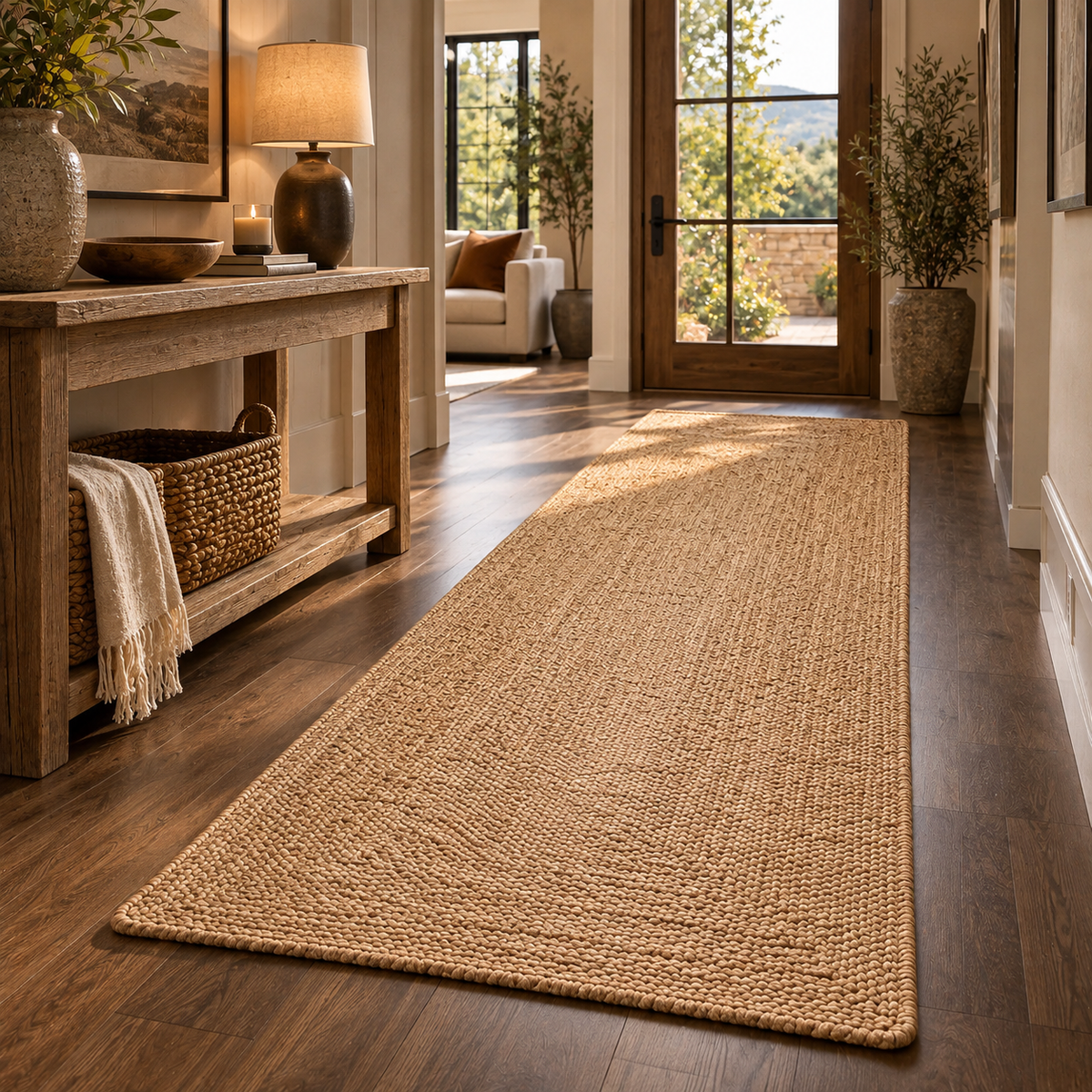 Natural Brown Jute Runner Rug