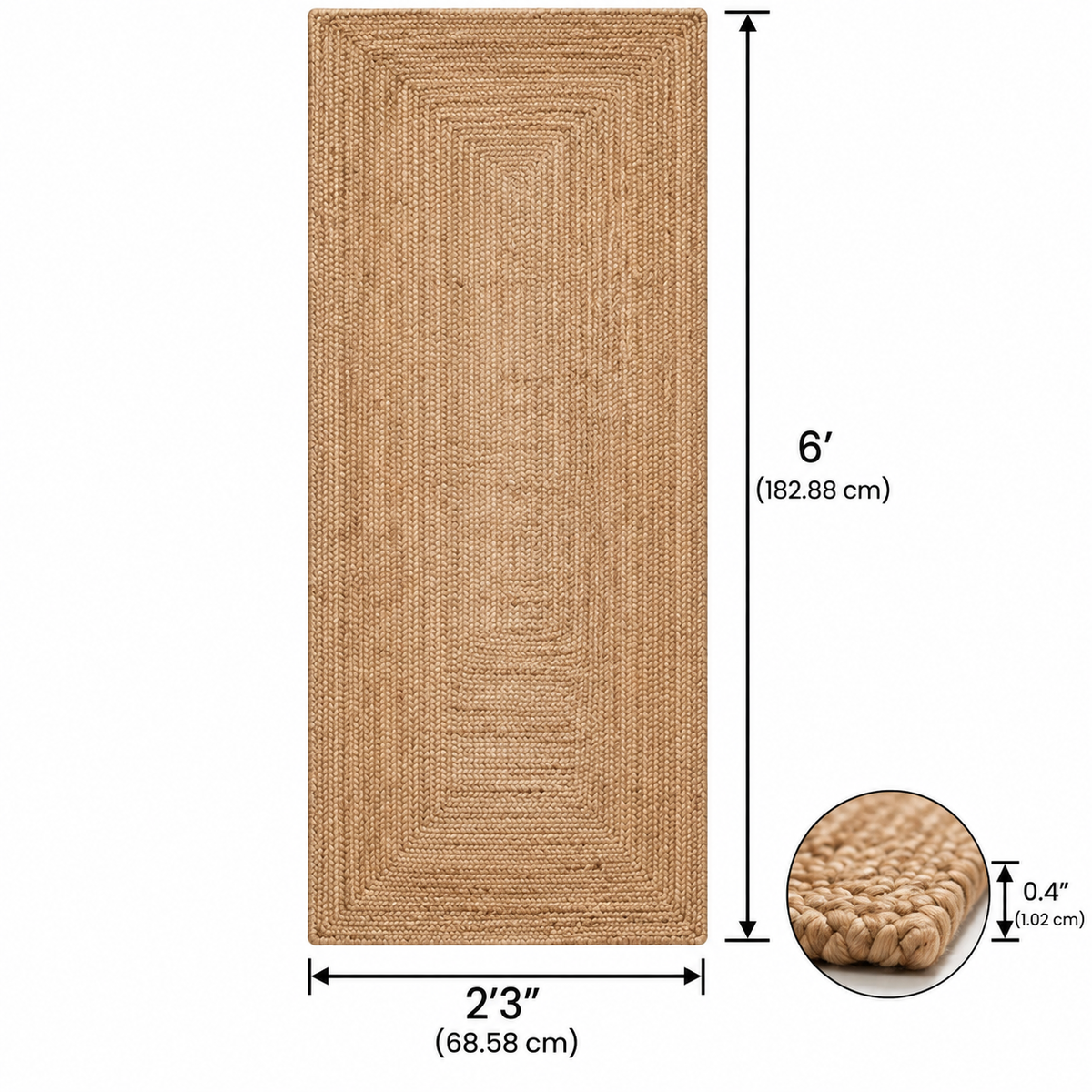 Natural Brown Jute Runner Rug