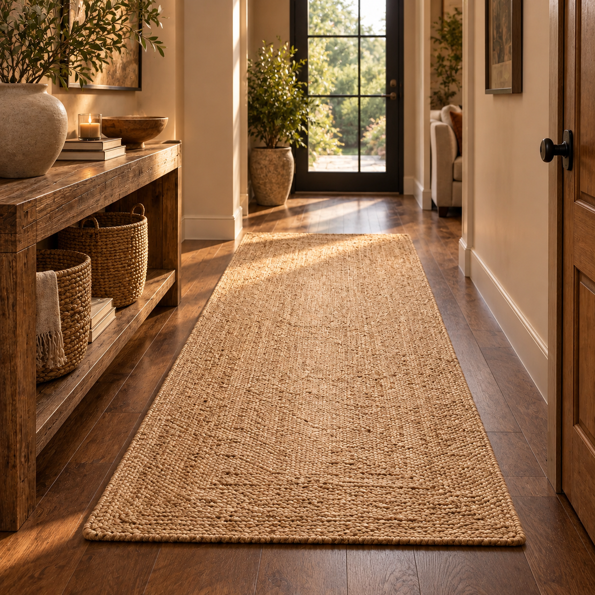Natural Brown Jute Runner Rug