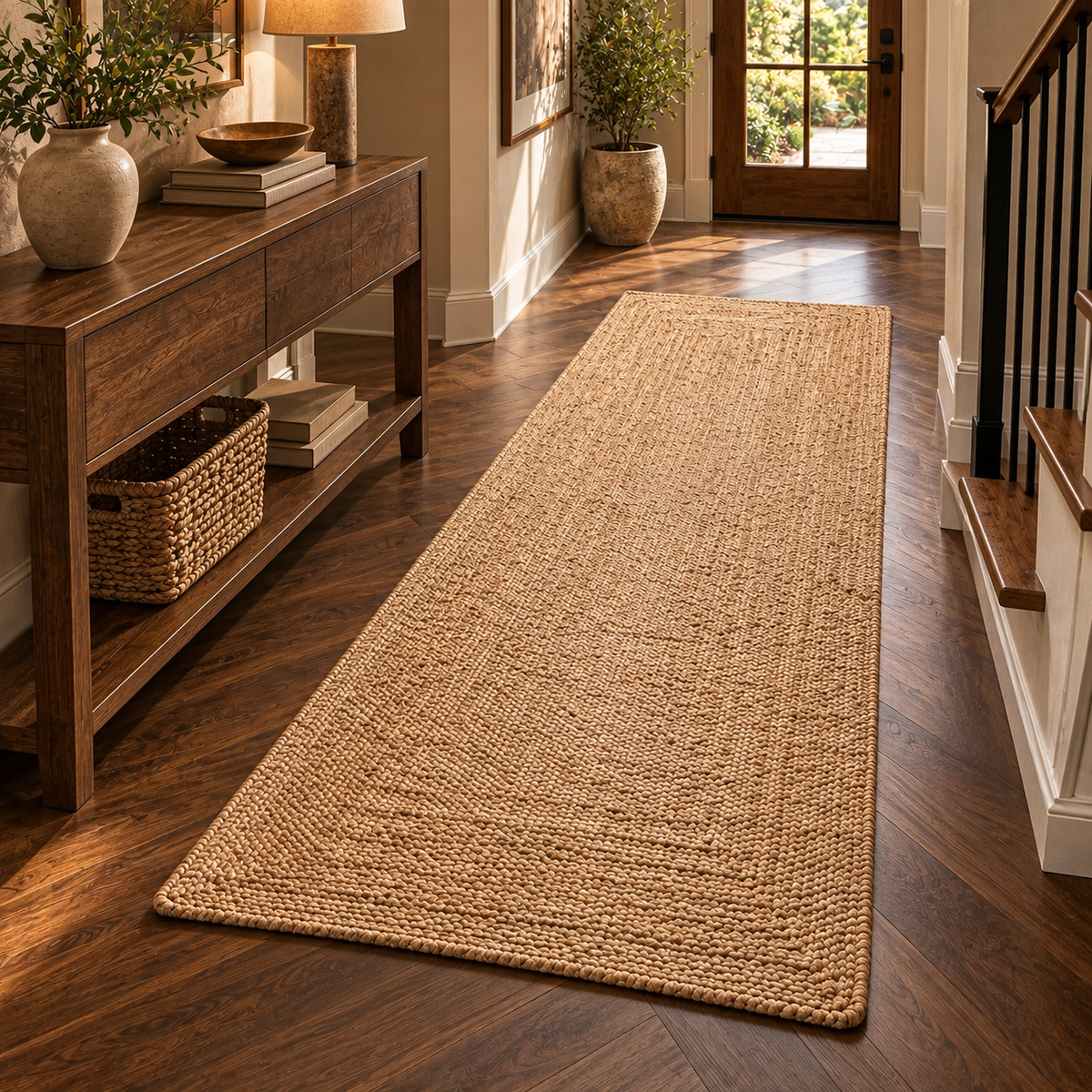 Natural Brown Jute Runner Rug