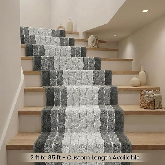 Grey Checkered Runner Rug