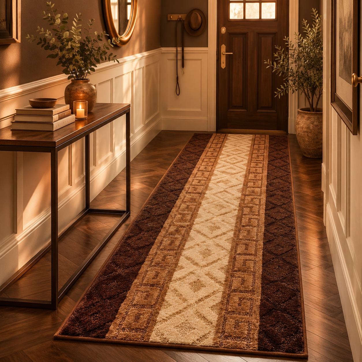 Brown Slip-Resistant Runner Rug
