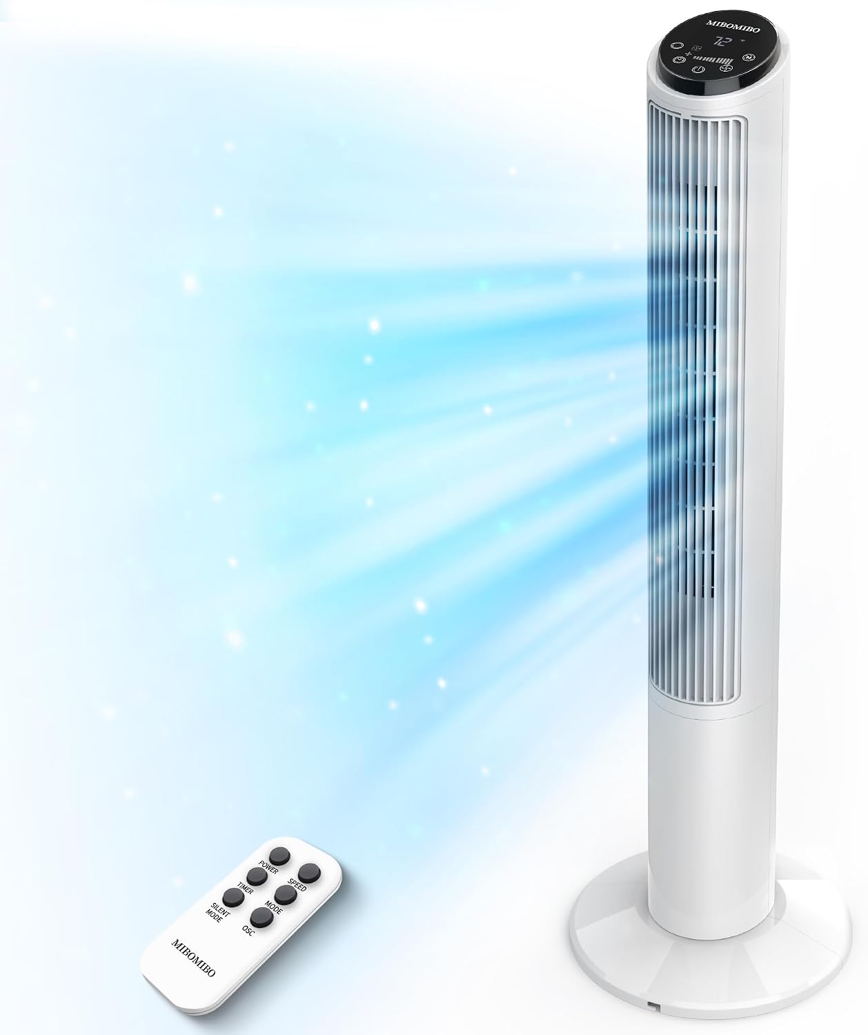 Smart Tower Fan – 36" Oscillating Bladeless Cooling Fan with Remote Control, LED Display & 12-Hour Timer