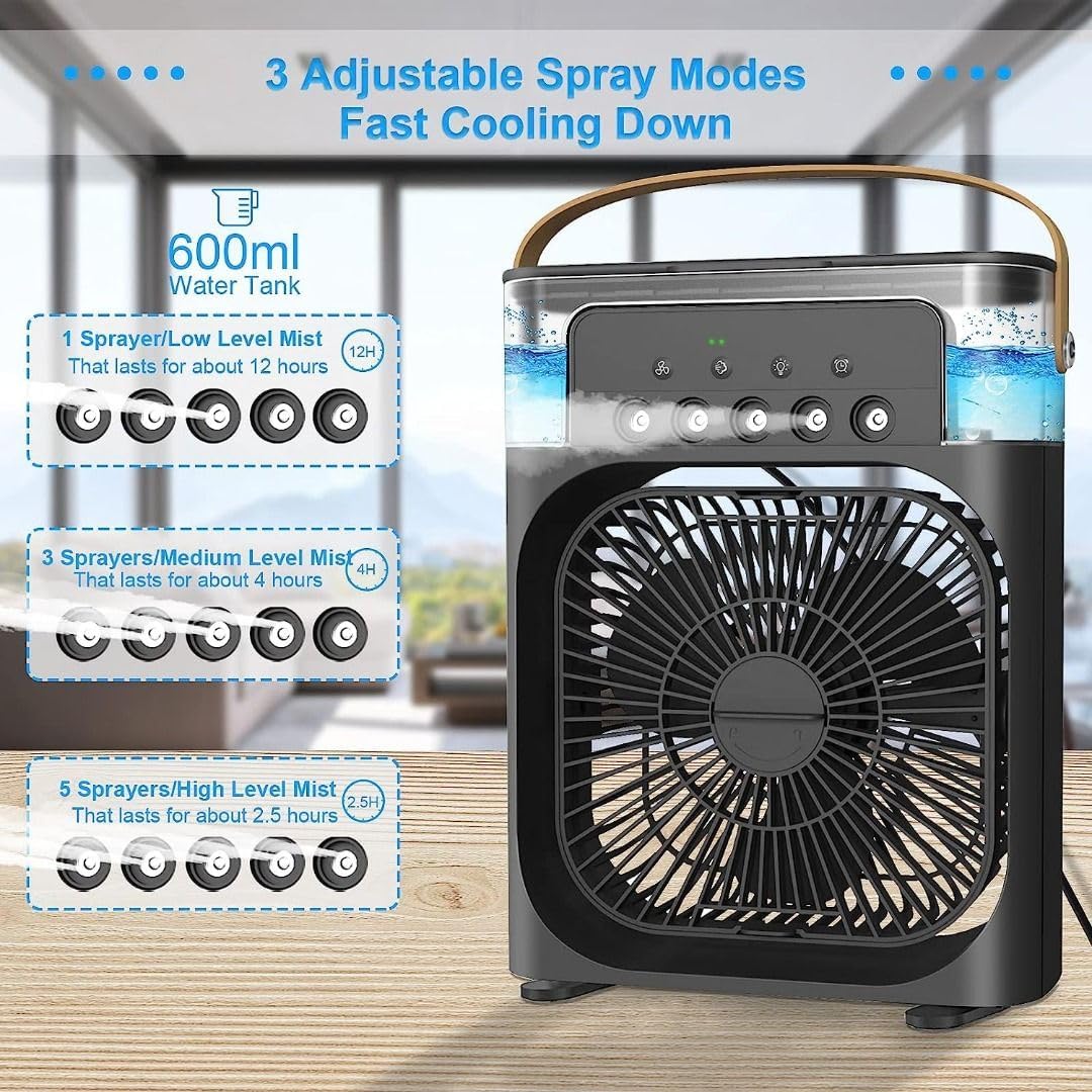 Portable Mini Air Cooler – 3-in-1 Personal Evaporative Air Conditioner, Cooling Fan with 7-Color LED Light