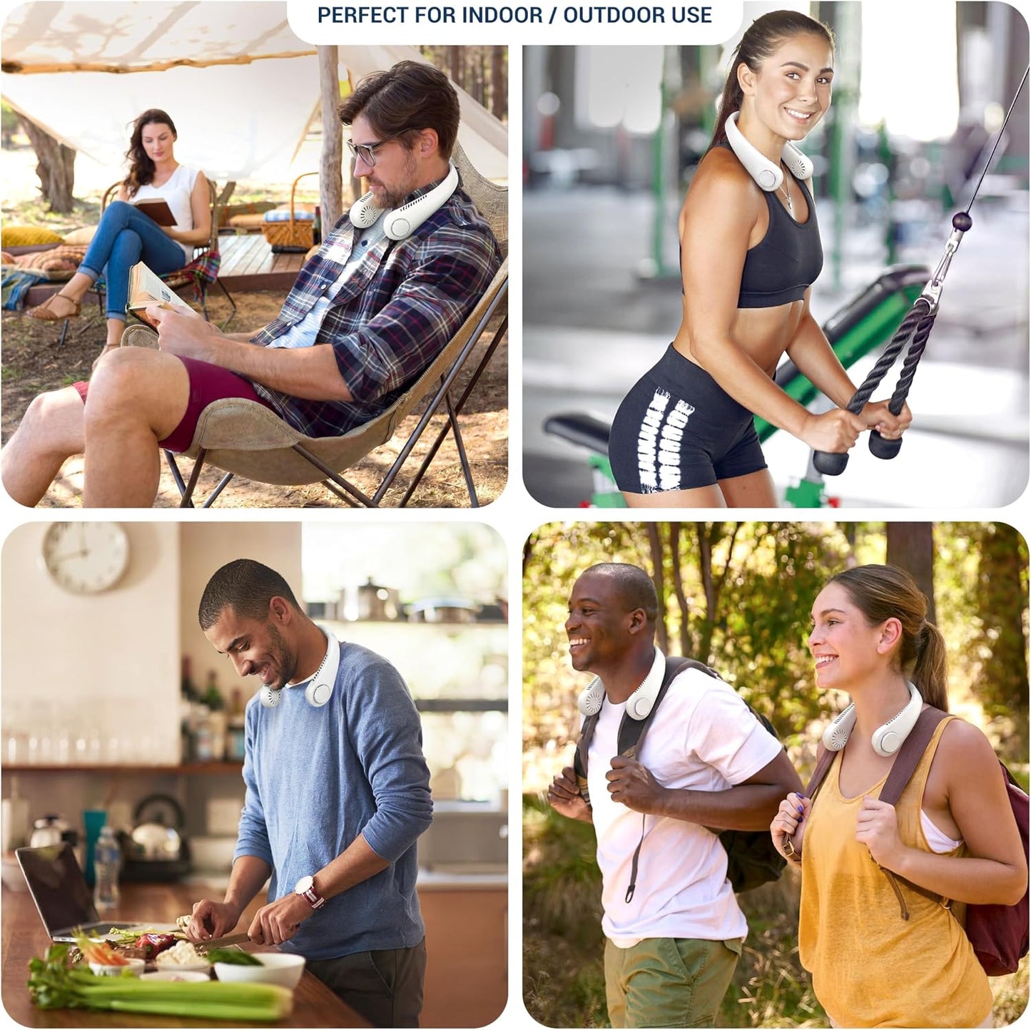Portable Bladeless Neck Fan – Rechargeable Hands-Free Wearable Cooling Fan with 3 Speed Settings