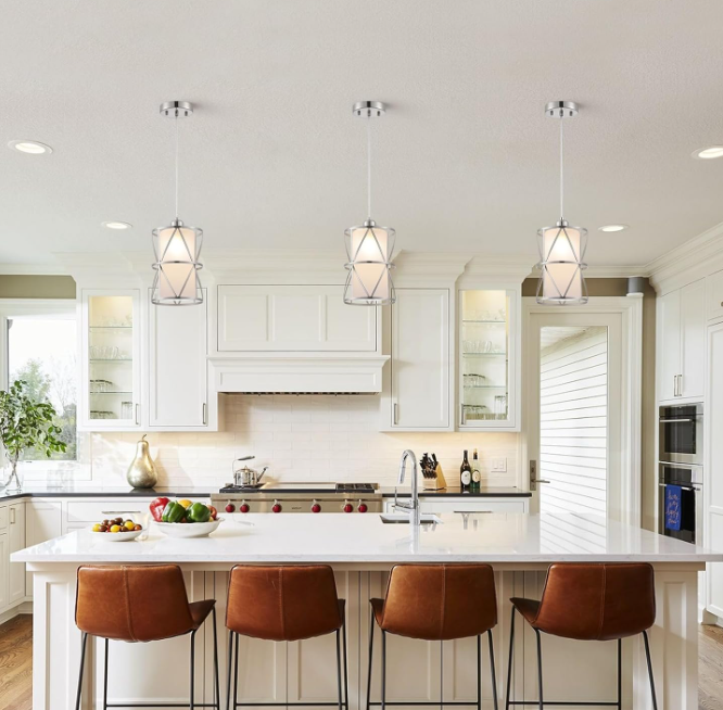 Brushed Nickel Pendant Light with Frosted Glass Shade