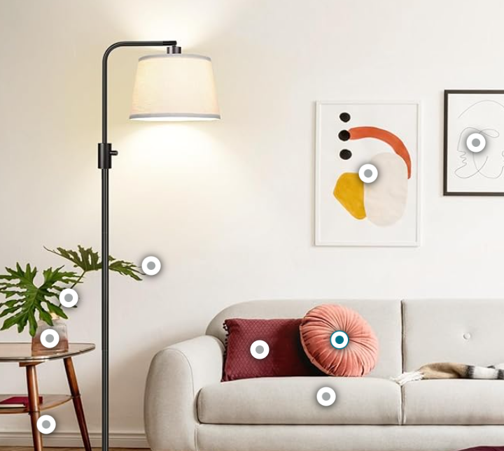 Black Dimmable Arc Floor Lamp with Linen Shade
