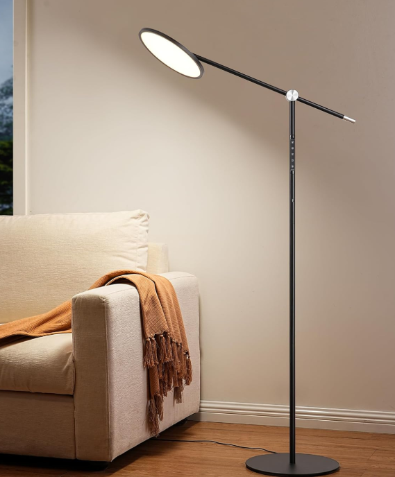 Black LED Dimmable Floor Lamp with USB Port