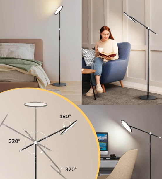 Black LED Dimmable Floor Lamp with USB Port