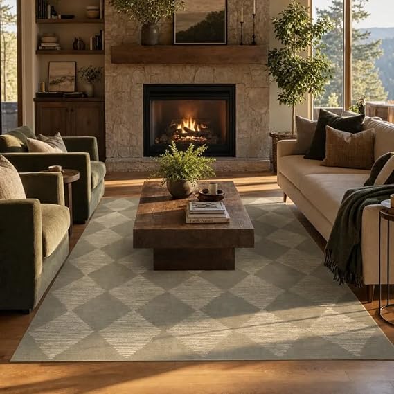 Green Washable Area Rug