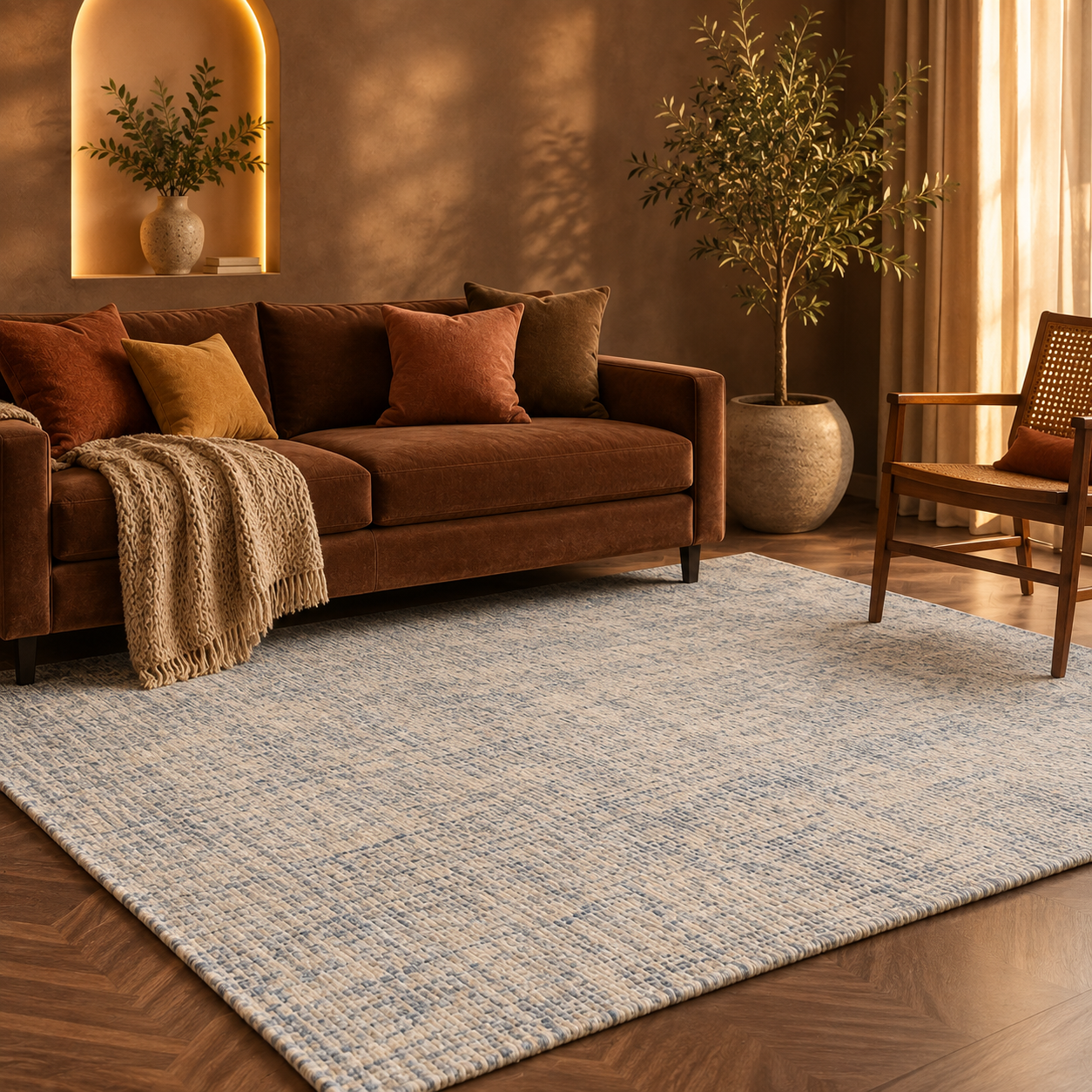 Blue Charcoal Abstract Wool Rug