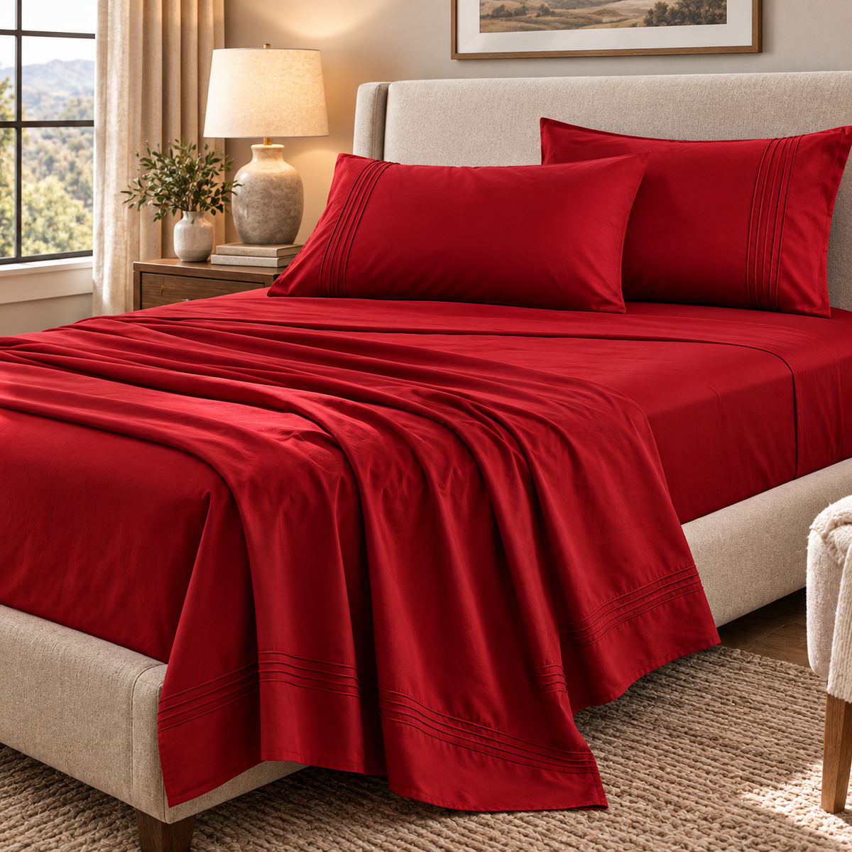 Red Velvet Cooling California King Sheets