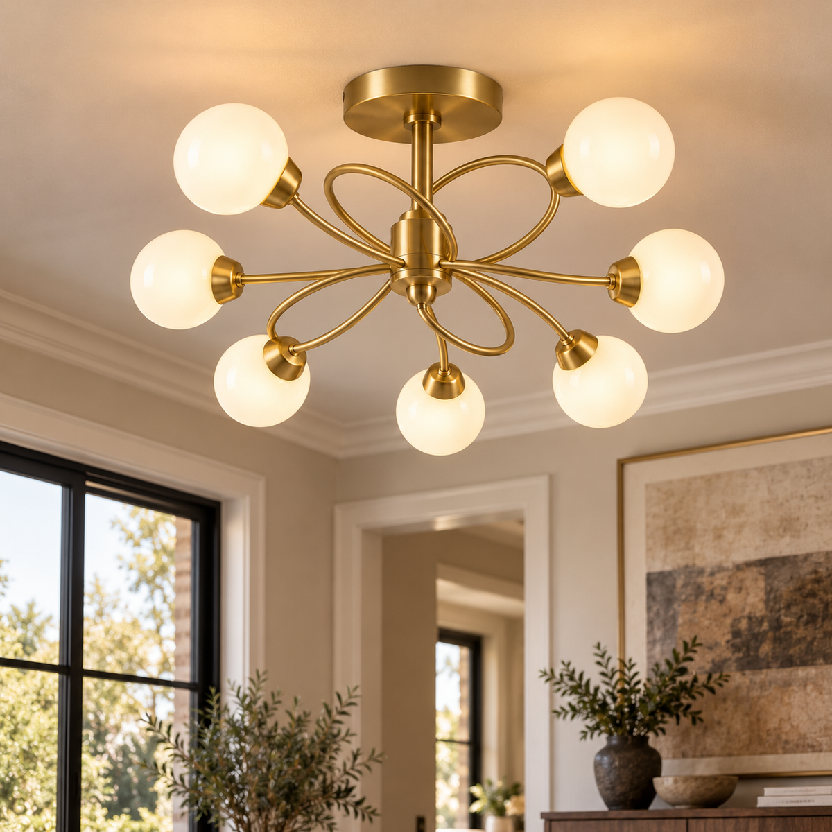 Blue 10-Light Sputnik Ceiling Light